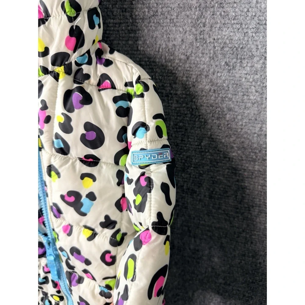 Spyder Snowsuit Infant 9/12M White Multicolor Leopard Hooded One Piece‎ Bunting